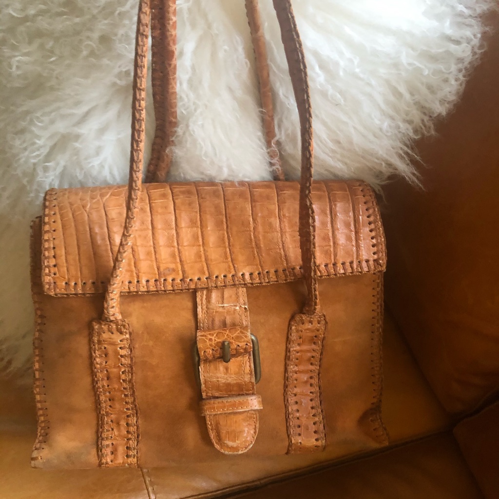 Carlos Falchi Snakeskin Brown Handbag